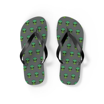 Alien Print Flip Flops, Summer Beach Sandals, Fun Footwear, Vacation Accessories, Unique Gift for UFO Lovers