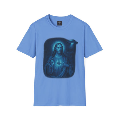 Sacred Glow Unisex T-Shirt, Spiritual Tee, Jesus Graphic Shirt, Inspirational Apparel, Christian Gift, Casual Wear, UFO