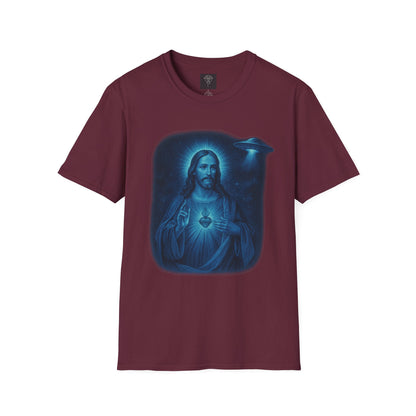 Sacred Glow Unisex T-Shirt, Spiritual Tee, Jesus Graphic Shirt, Inspirational Apparel, Christian Gift, Casual Wear, UFO