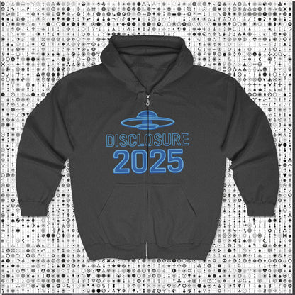Alien Disclosure 2025 Zip Hoodie, Unisex Hoodie, UFO Lover Gift, Sci-Fi Apparel, Conspiracy T-Shirt, Cozy Sweatshirt