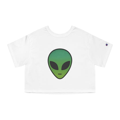Cropped T-Shirt with Alien Design, Stylish Summer Top, Gift for Sci-Fi Lovers, Casual Wear, Unique Graphic Tee