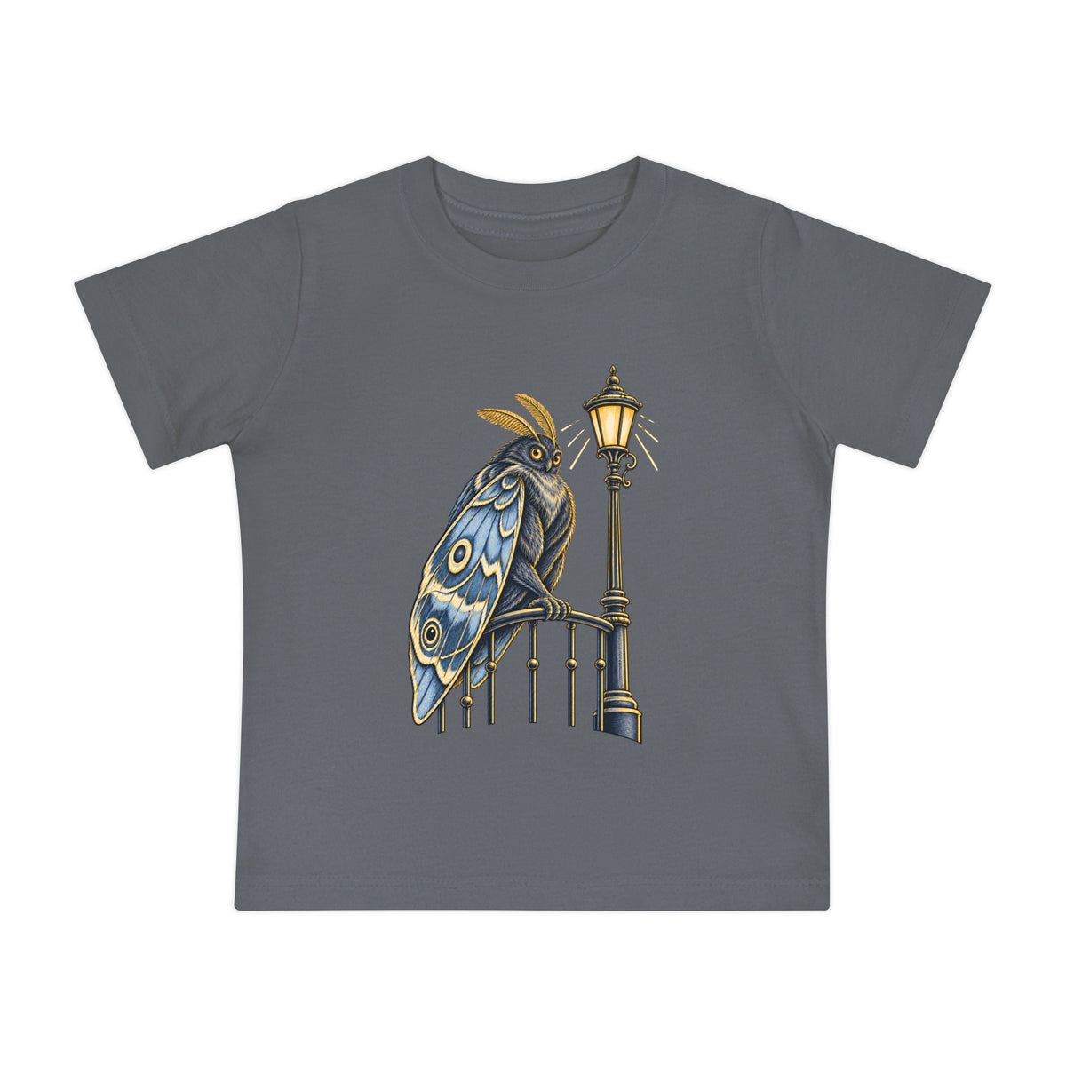 Baby Tee with Whimsical Owl on Lamp Post – Cute Vintage Nighttime Bird Shirt