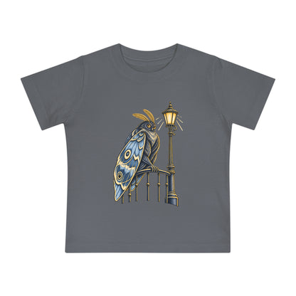 Baby Tee with Whimsical Owl on Lamp Post – Cute Vintage Nighttime Bird Shirt