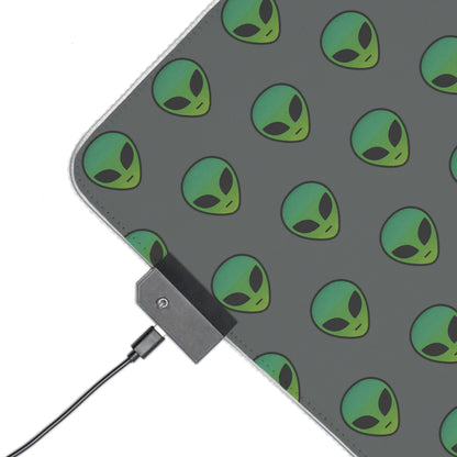 Alien LED Gaming Mouse Pad - Cool Desk Decor for Gamers, Gaming Setup Accessories, Alien Theme Gift, LED Mouse Pad