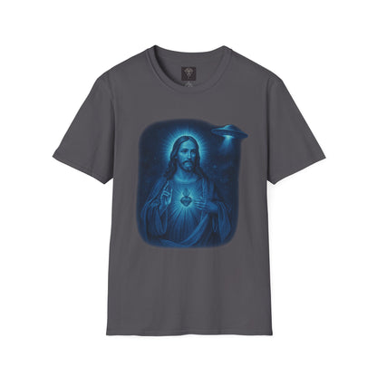 Sacred Glow Unisex T-Shirt, Spiritual Tee, Jesus Graphic Shirt, Inspirational Apparel, Christian Gift, Casual Wear, UFO