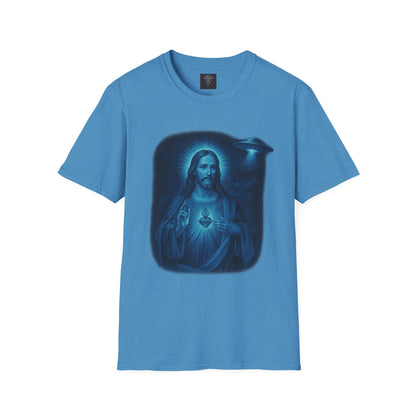 Sacred Glow Unisex T-Shirt, Spiritual Tee, Jesus Graphic Shirt, Inspirational Apparel, Christian Gift, Casual Wear, UFO