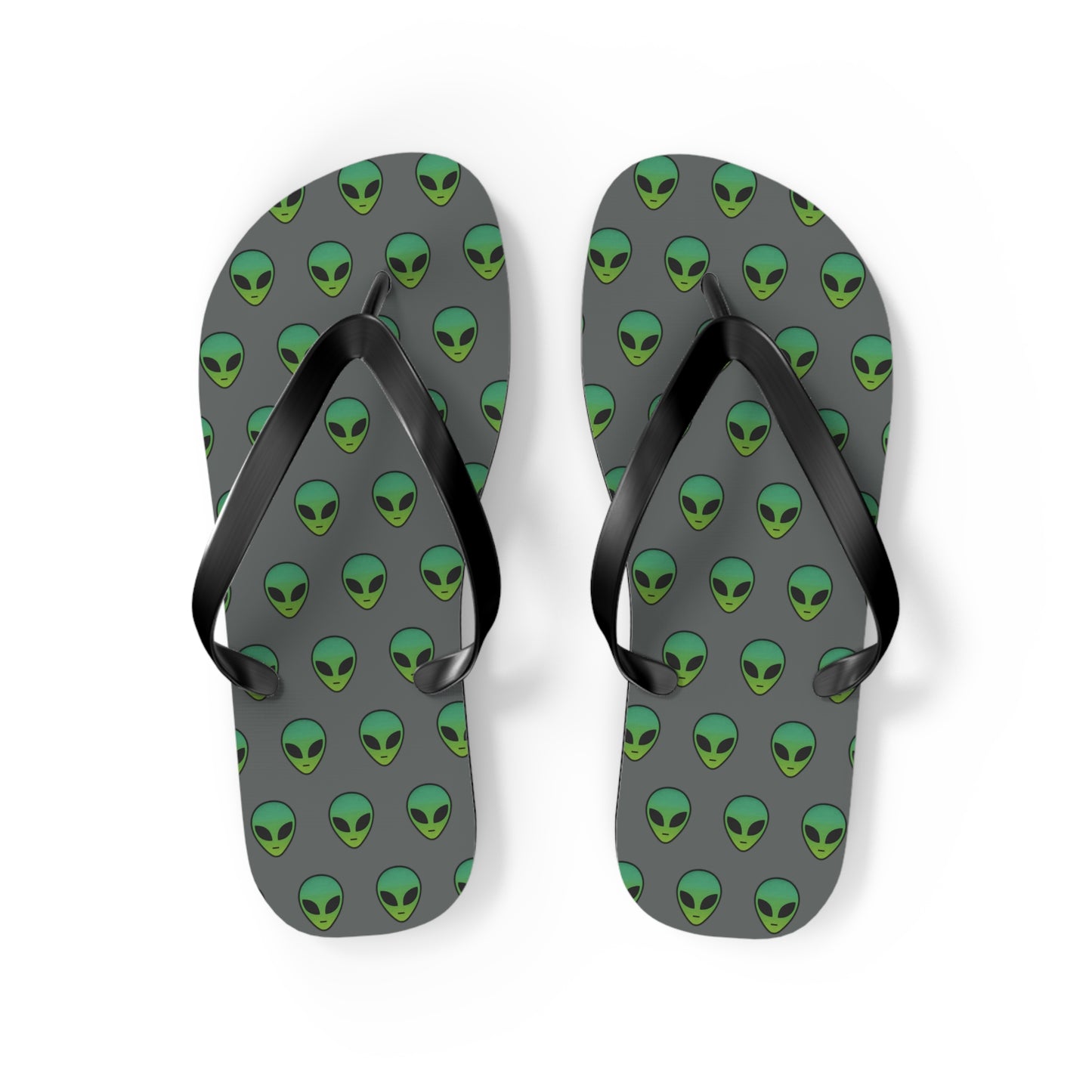 Alien Print Flip Flops, Summer Beach Sandals, Fun Footwear, Vacation Accessories, Unique Gift for UFO Lovers
