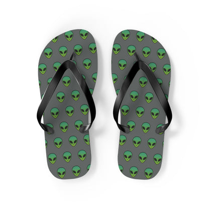 Alien Print Flip Flops, Summer Beach Sandals, Fun Footwear, Vacation Accessories, Unique Gift for UFO Lovers