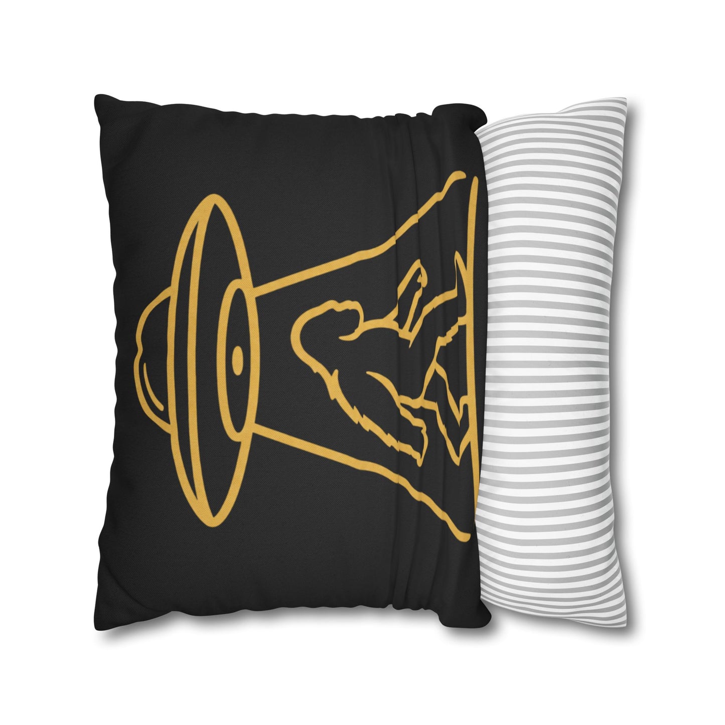 Bigfoot UFO Abduction Pillowcase — Gold Outline Alien Abduction Accent Pillow Cover