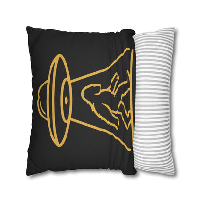 Bigfoot UFO Abduction Pillowcase — Gold Outline Alien Abduction Accent Pillow Cover