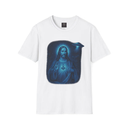 Sacred Glow Unisex T-Shirt, Spiritual Tee, Jesus Graphic Shirt, Inspirational Apparel, Christian Gift, Casual Wear, UFO