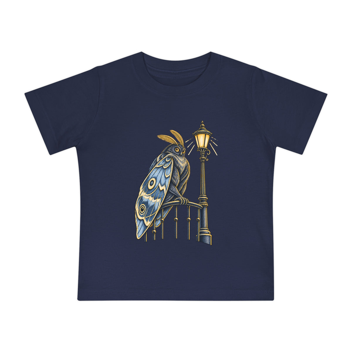 Baby Tee with Whimsical Owl on Lamp Post – Cute Vintage Nighttime Bird Shirt
