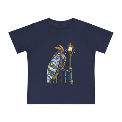 Baby Tee with Whimsical Owl on Lamp Post – Cute Vintage Nighttime Bird Shirt