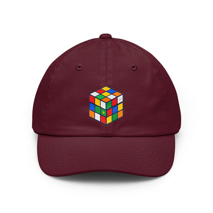 Project Cube multicolor UAP graphic on burgundy low-profile dad cap