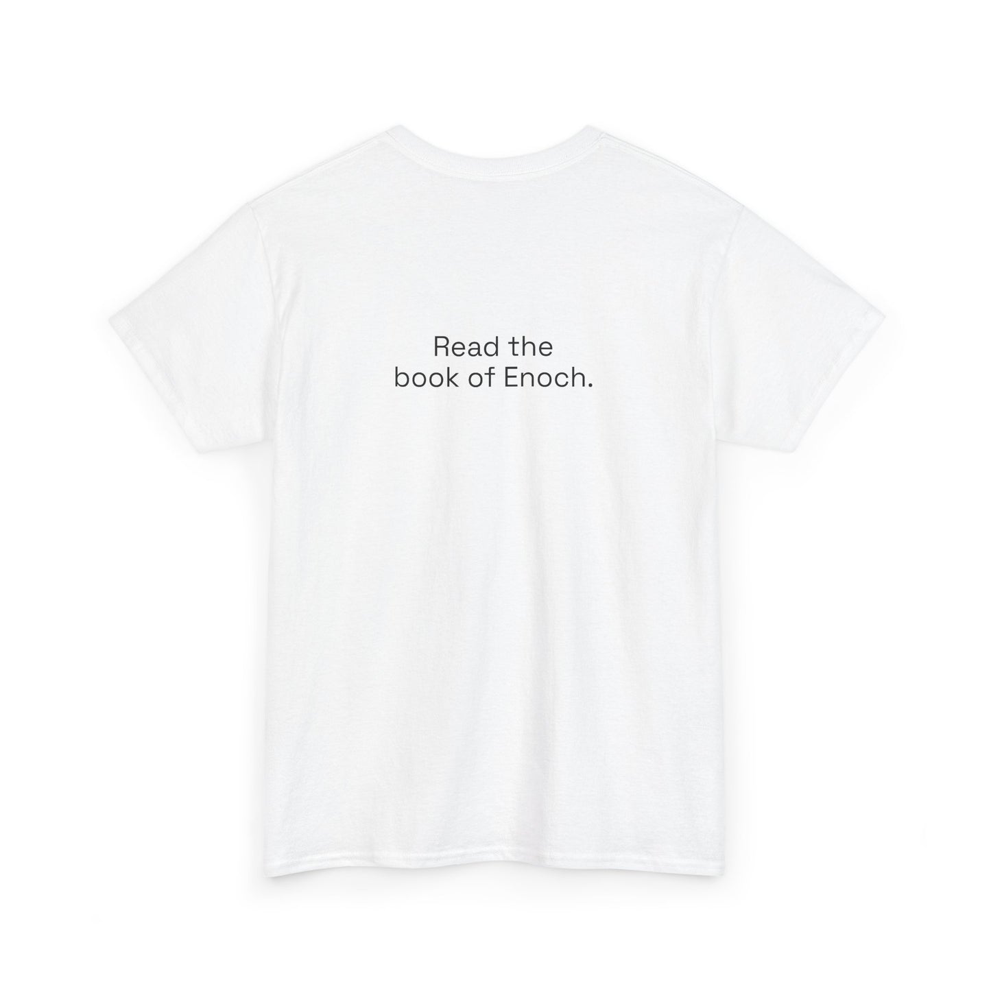 Back of [COLOR] Galactic Jesus T-shirt with Read the Book of Enoch text