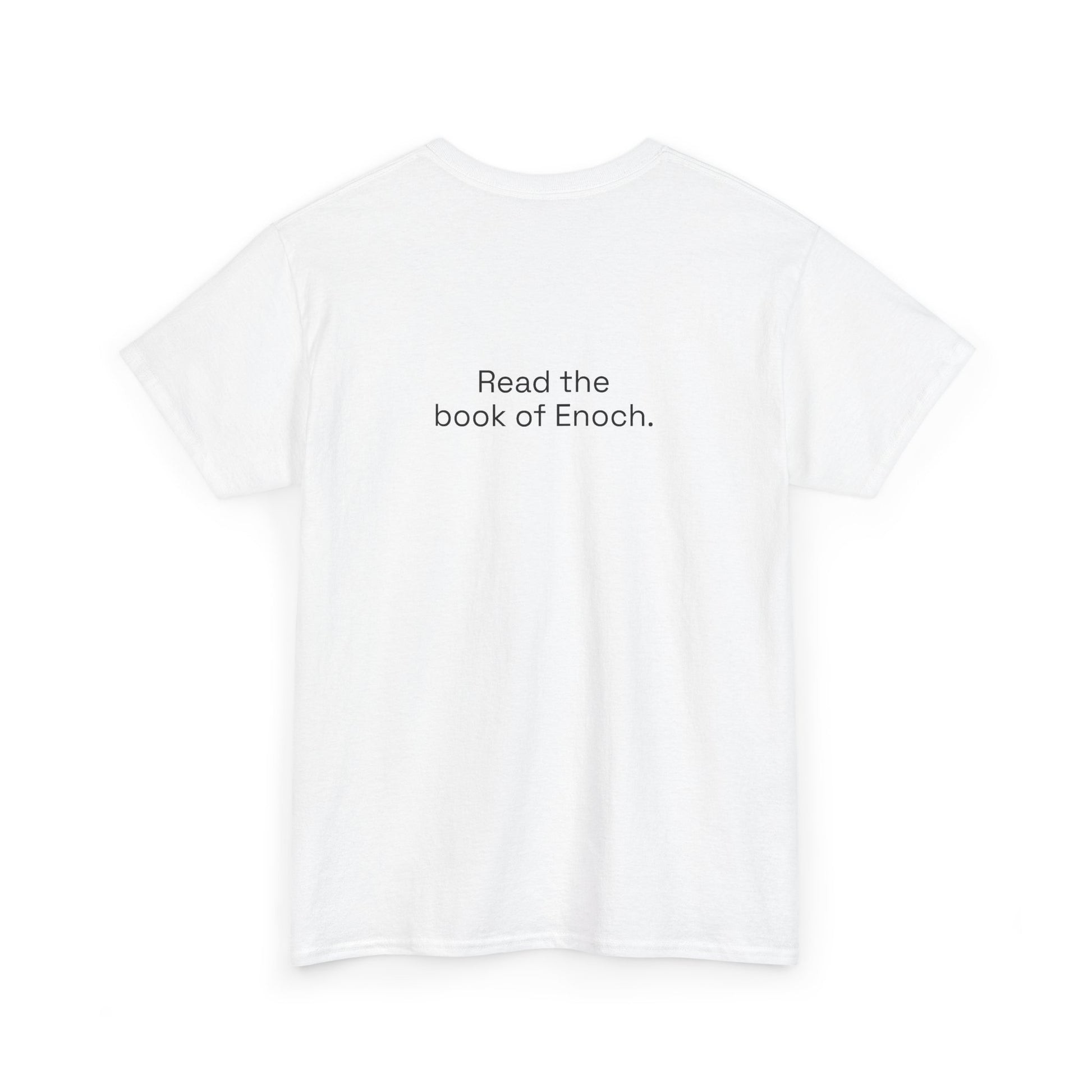 Back of [COLOR] Galactic Jesus T-shirt with Read the Book of Enoch text