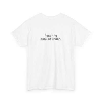 Back of [COLOR] Galactic Jesus T-shirt with Read the Book of Enoch text