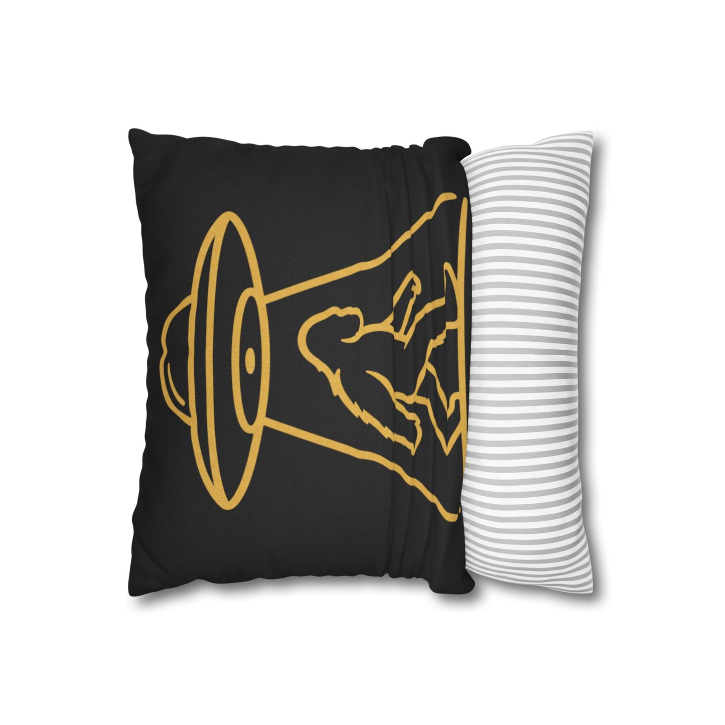 Bigfoot UFO Abduction Pillowcase — Gold Outline Alien Abduction Accent Pillow Cover