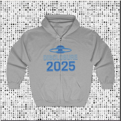 Alien Disclosure 2025 Zip Hoodie, Unisex Hoodie, UFO Lover Gift, Sci-Fi Apparel, Conspiracy T-Shirt, Cozy Sweatshirt