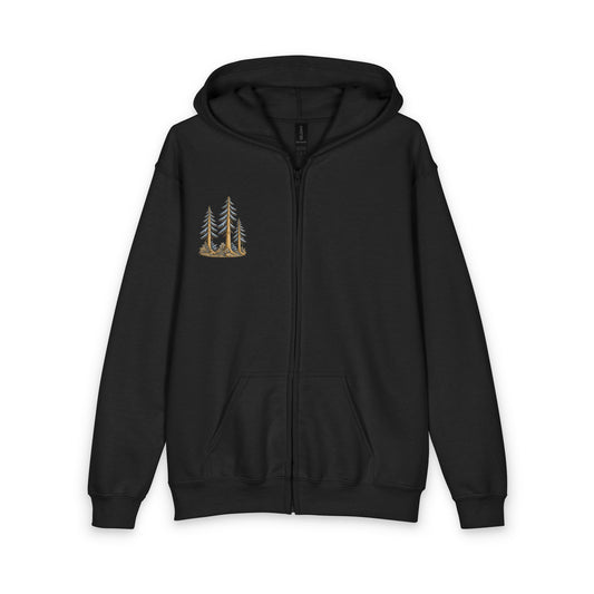 Youth Zip Hoodie — Vintage Bigfoot Woodland Graphic