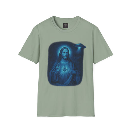 Sacred Glow Unisex T-Shirt, Spiritual Tee, Jesus Graphic Shirt, Inspirational Apparel, Christian Gift, Casual Wear, UFO