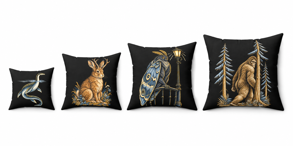 Bigfoot Woodland Accent Pillow — Sasquatch Forest Throw Pillow